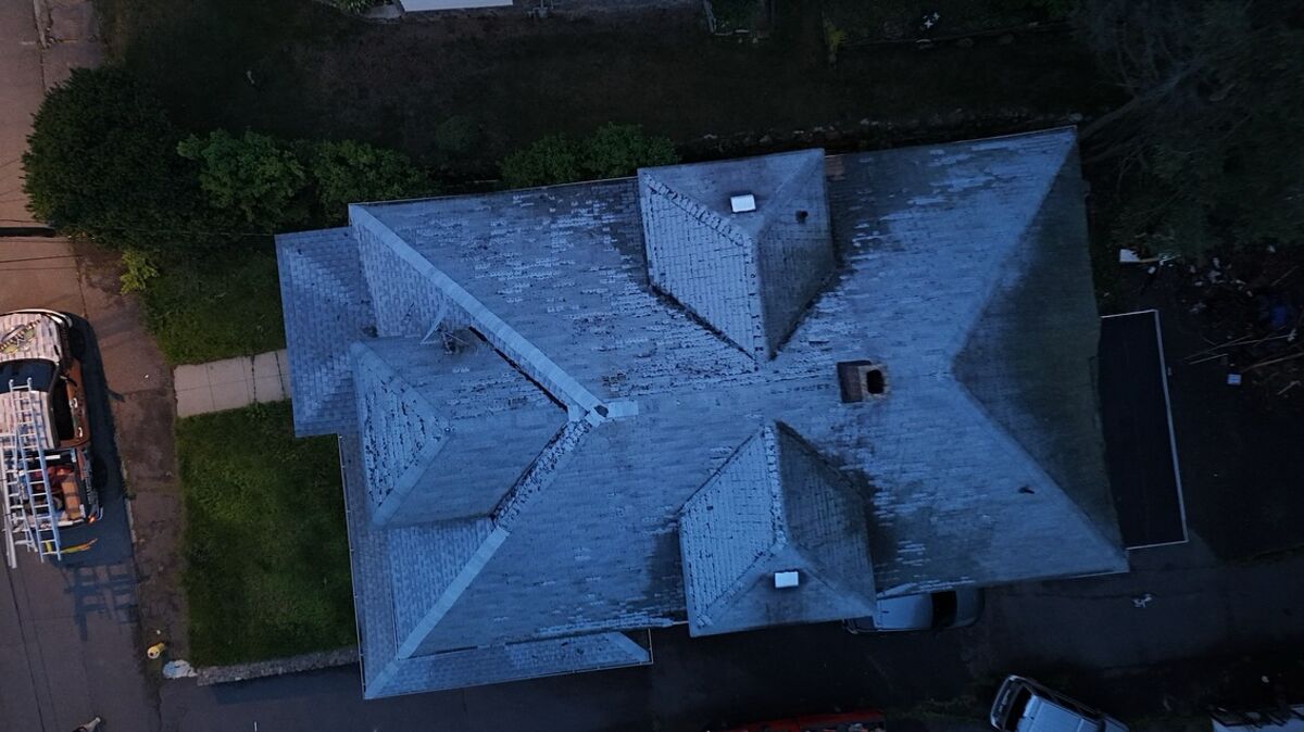 Aerial drone inspection of a roof